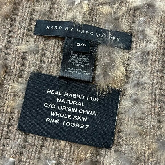 Marc by Marc Jacobs Rabbit Fur Knit Wool Vest Pockets OS Natural Color - Picture 8 of 11